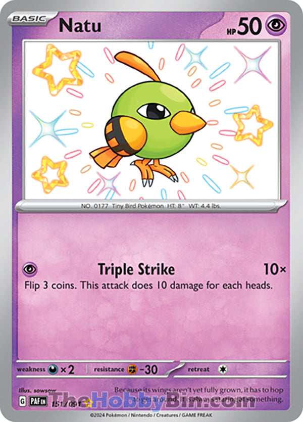 Natu #151/091 Shiny Rare - Paldean Fates Pokemon card
