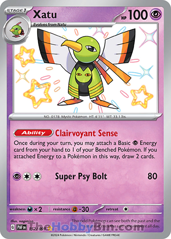 Xatu #152/091 Shiny Rare - Paldean Fates Pokemon card