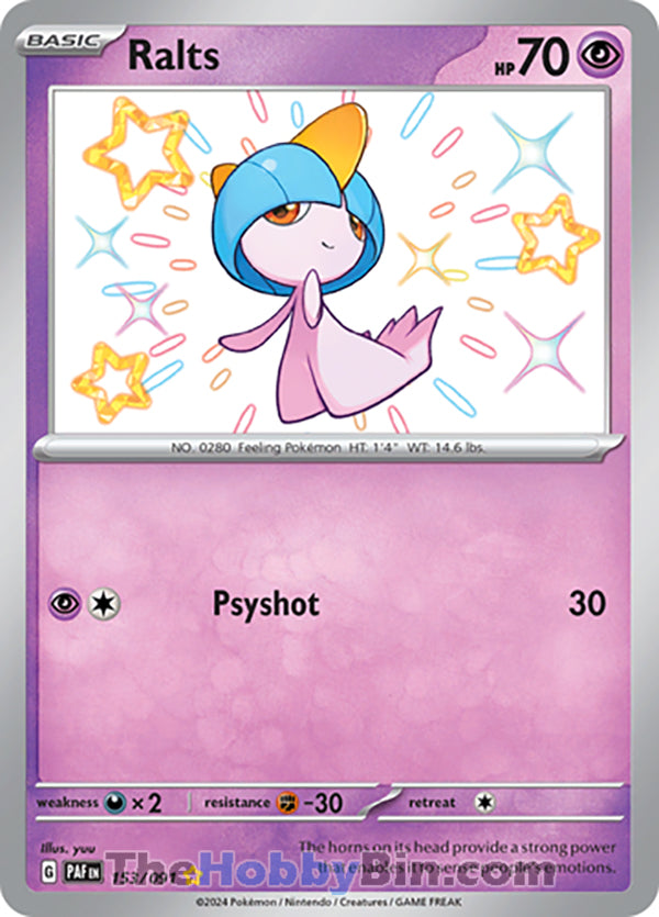 Ralts #153/091 Shiny Rare - Paldean Fates Pokemon card