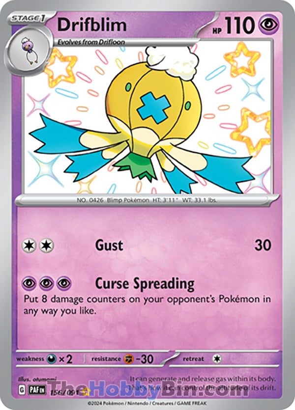 Drifblim #156/091 Shiny Rare - Paldean Fates Pokemon card