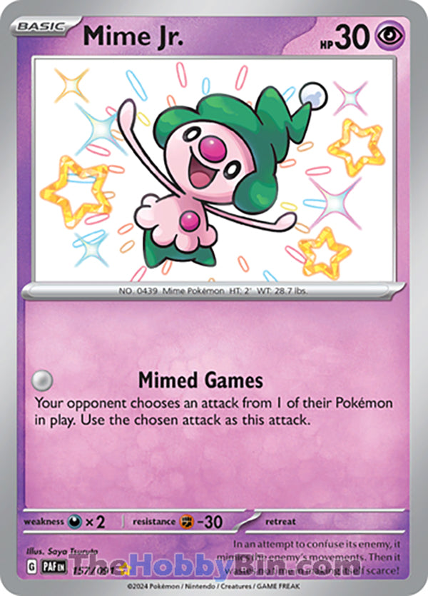 Mime Jr. #157/091 Shiny Rare - Paldean Fates Pokemon card