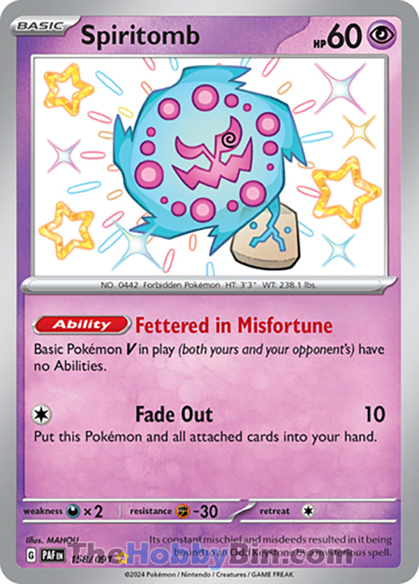 Spiritomb #158/091 Shiny Rare - Paldean Fates Pokemon card