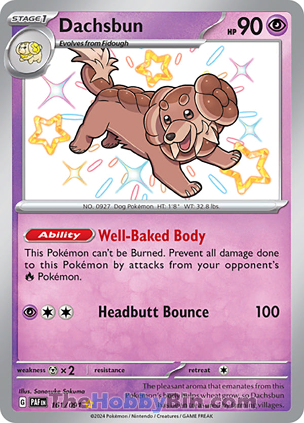 Dachsbun #161/091 Shiny Rare - Paldean Fates Pokemon card