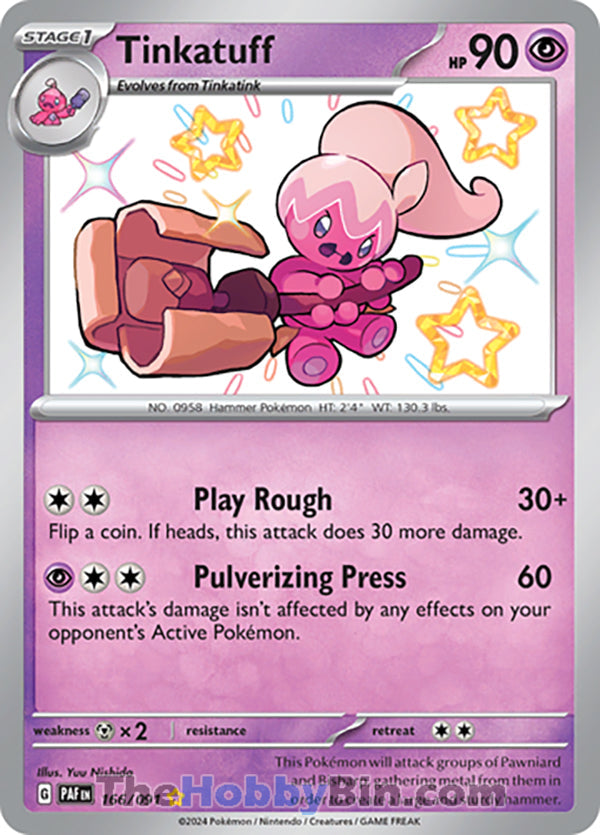 Tinkatuff #166/091 Shiny Rare - Paldean Fates Pokemon card