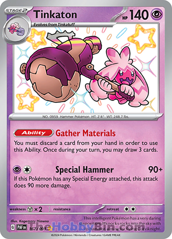 Tinkaton #167/091 Shiny Rare - Paldean Fates Pokemon card