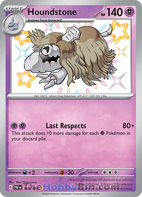 Houndstone #168/091 Shiny Rare - Paldean Fates Pokemon card
