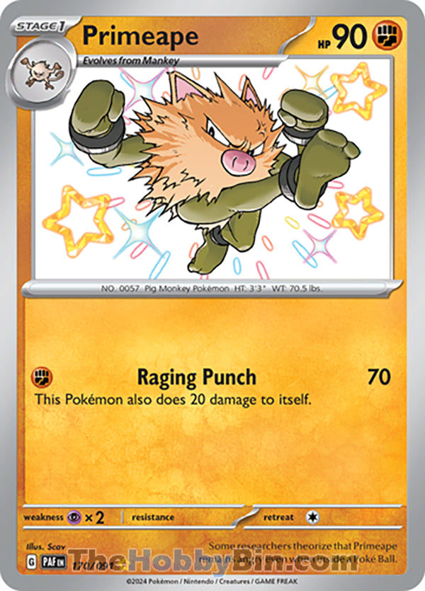 Primeape #170/091 Shiny Rare - Paldean Fates Pokemon card