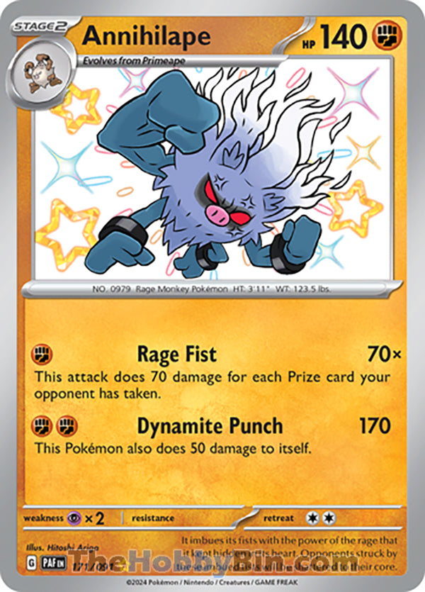 Annihilape #171/091 Shiny Rare - Paldean Fates Pokemon card