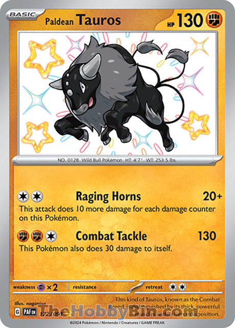 Paldean Tauros Paldean Fates Shiny Rare #172/091