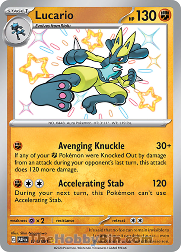 Lucario #174/091 Shiny Rare - Paldean Fates Pokemon card