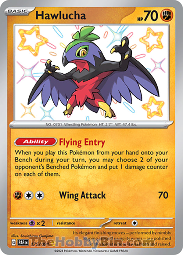 Hawlucha #175/091 Shiny Rare - Paldean Fates Pokemon card