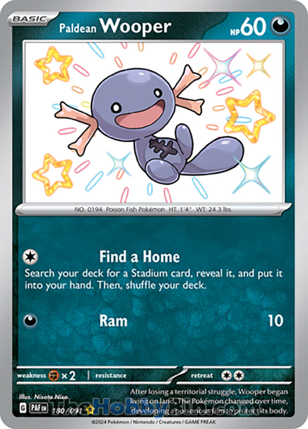 Paldean Wooper #180/091 Shiny Rare - Paldean Fates Pokemon card