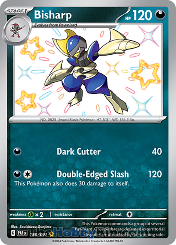 Bisharp #186/091 Shiny Rare - Paldean Fates Pokemon card