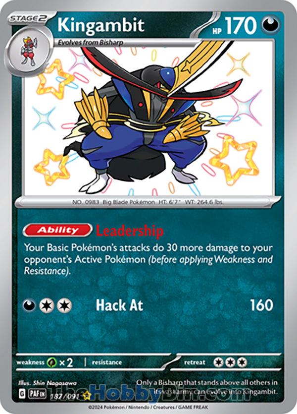 Kingambit #187/091 Shiny Rare - Paldean Fates Pokemon card