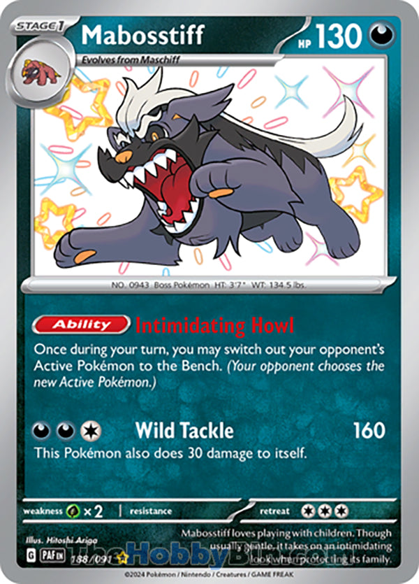 Mabosstiff #188/091 Shiny Rare - Paldean Fates Pokemon card