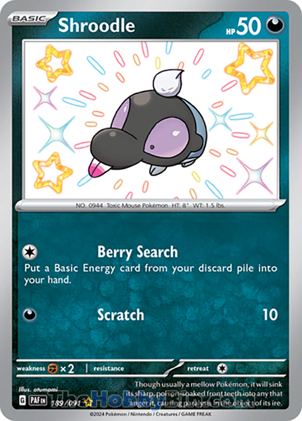 Shroodle #189/091 Shiny Rare - Paldean Fates Pokemon card
