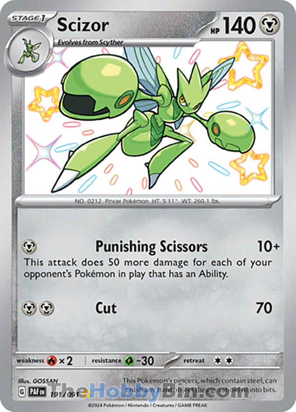 Scizor #191/091 Shiny Rare - Paldean Fates Pokemon card