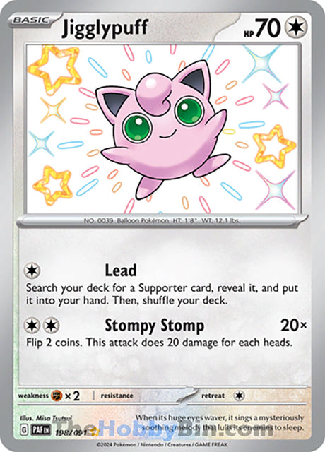 Jigglypuff Paldean Fates Shiny Rare #198/091