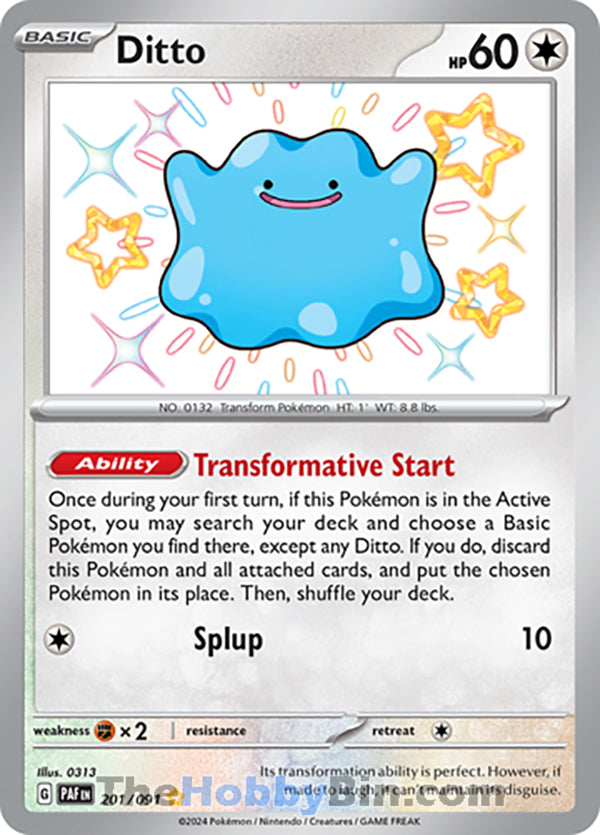 Ditto #201/091 Shiny Rare - Paldean Fates Pokemon card