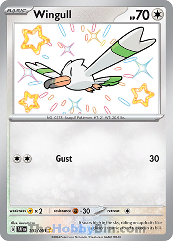 Wingull #203/091 Shiny Rare - Paldean Fates Pokemon card