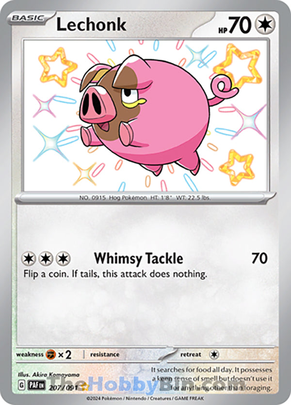 Lechonk #207/091 Shiny Rare - Paldean Fates Pokemon card