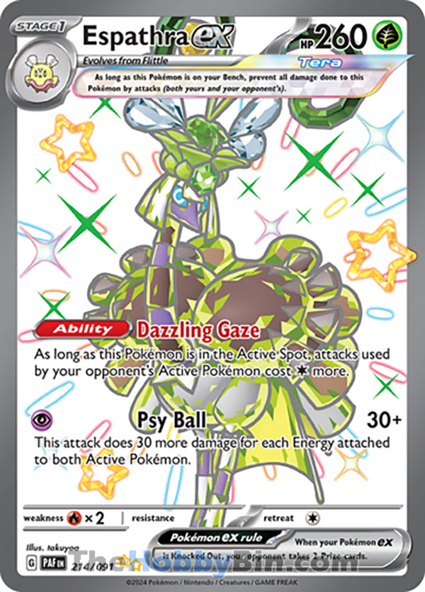 Espathra ex #214/091 Shiny Ultra Rare - Paldean Fates Pokemon card