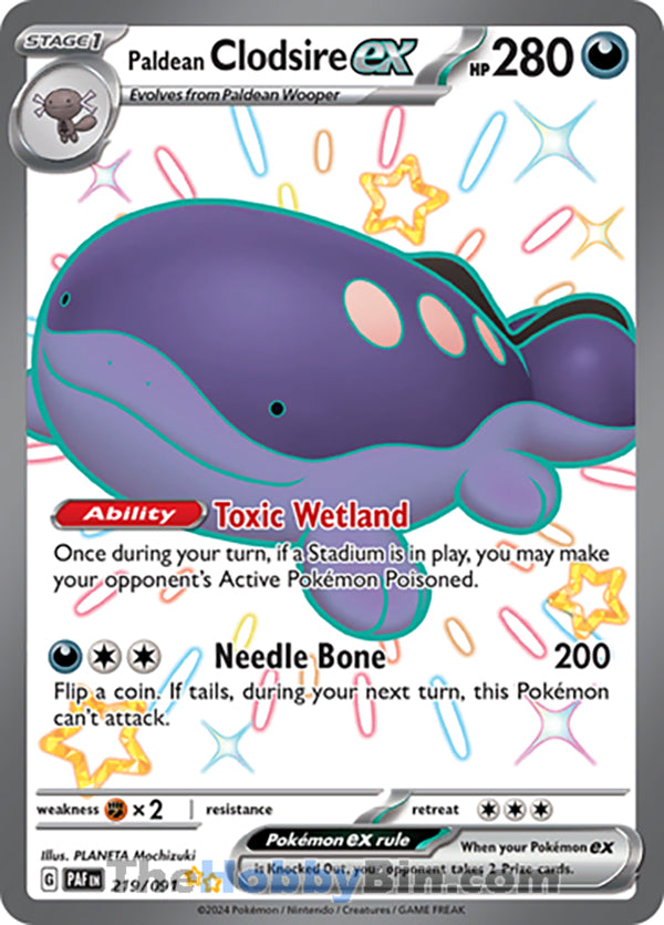 Paldean Clodsire ex #219/091 Shiny Ultra Rare - Paldean Fates Pokemon card