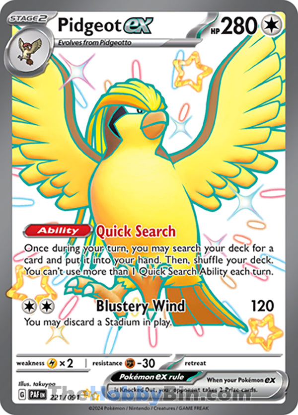 Pidgeot ex #221/091 Shiny Ultra Rare - Paldean Fates Pokemon card