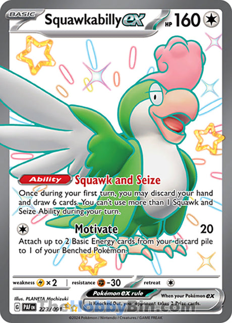 Squawkabilly ex Paldean Fates Shiny Ultra Rare #223/091