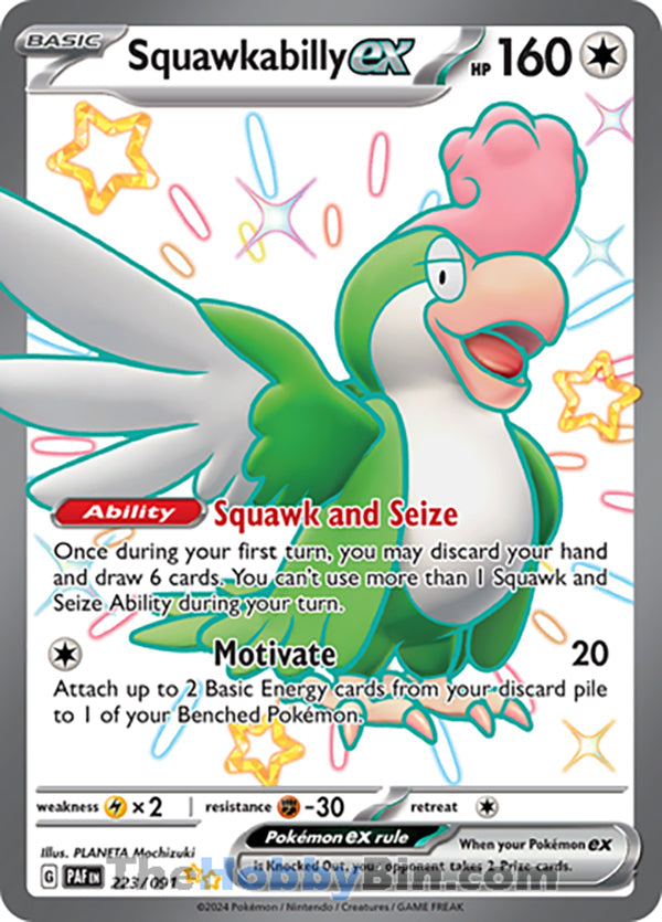 Squawkabilly ex #223/091 Shiny Ultra Rare - Paldean Fates Pokemon card