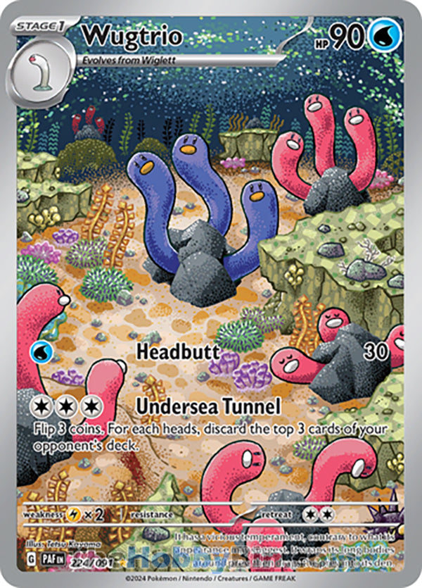 Wugtrio #224/091 Illustration Rare - Paldean Fates Pokemon card