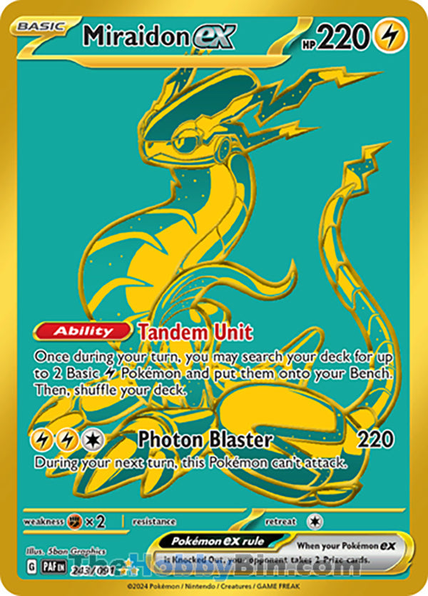 Miraidon ex #243/091 Hyper Rare - Paldean Fates Pokemon card