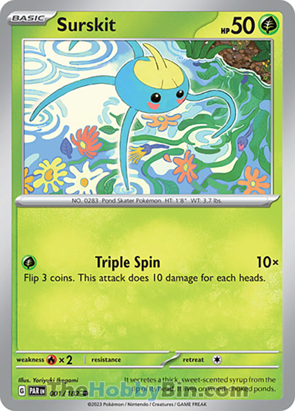 Surskit #1/182 Common - Paradox Rift Pokemon card