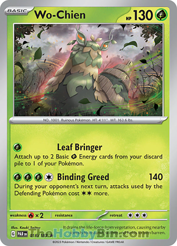 Wo-Chien #18/182 Rare - Paradox Rift Pokemon card