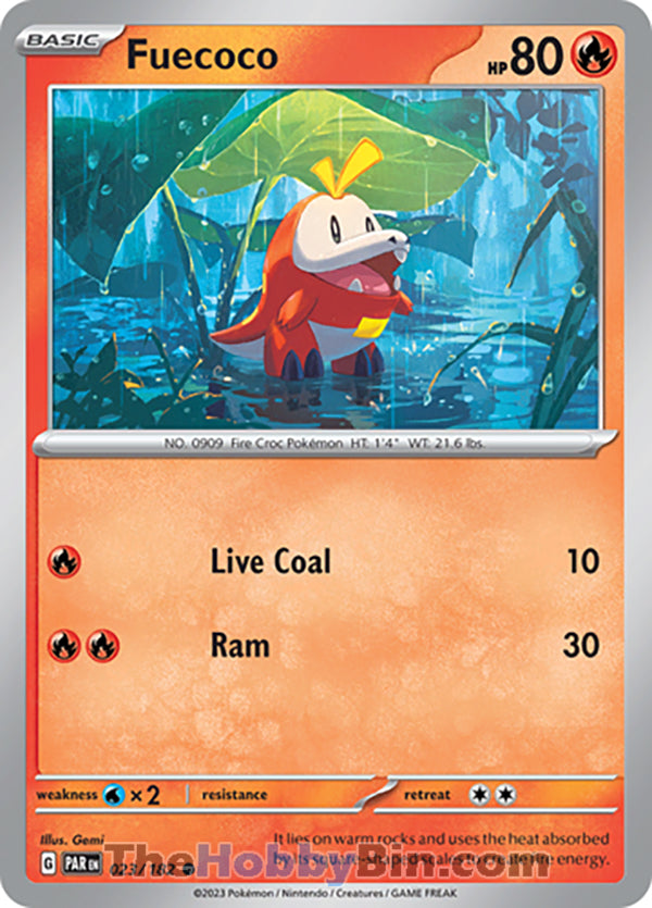 Fuecoco #23/182 Common - Paradox Rift Pokemon card