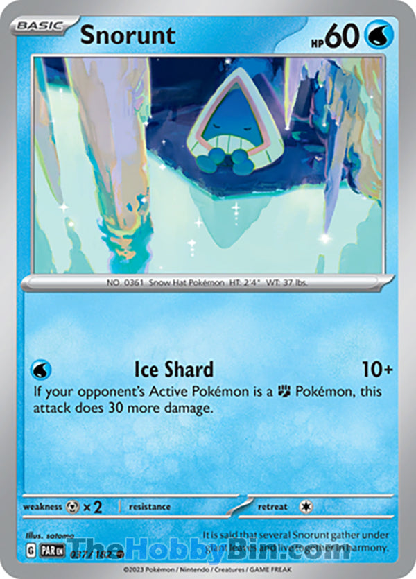 Snorunt #37/182 Common - Paradox Rift Pokemon card