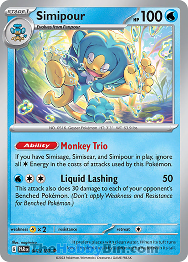 Simipour #42/182 Uncommon - Paradox Rift Pokemon card