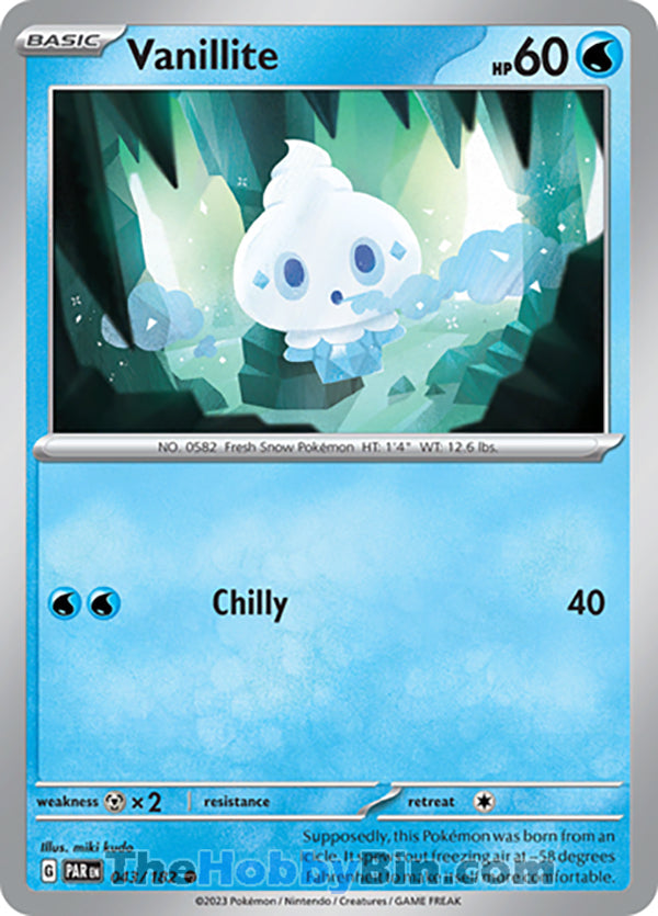 Vanillite #43/182 Common - Paradox Rift Pokemon card