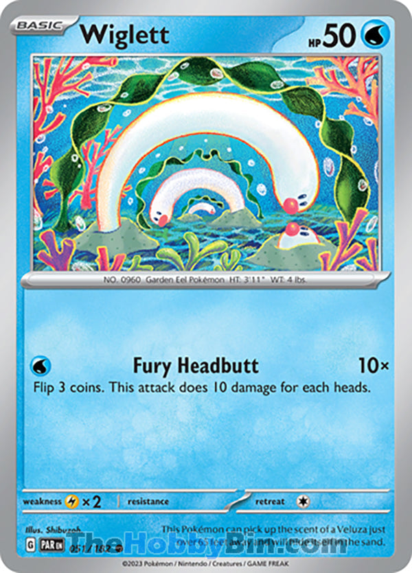 Wiglett #51/182 Common - Paradox Rift Pokemon card