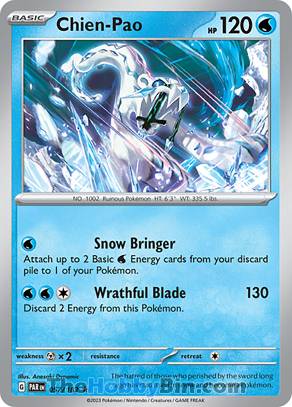 Chien-Pao #57/182 Rare - Paradox Rift Pokemon card