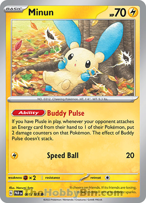 Minun #61/182 Common - Paradox Rift Pokemon card