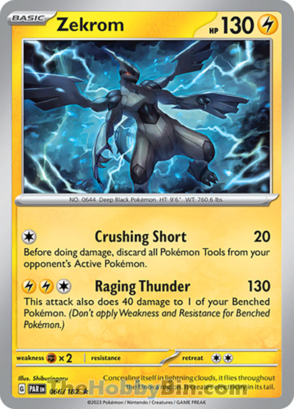 Zekrom #66/182 Rare - Paradox Rift Pokemon card