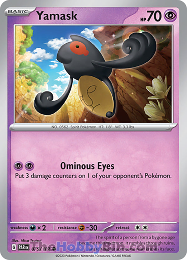 Yamask #75/182 Common - Paradox Rift Pokemon card