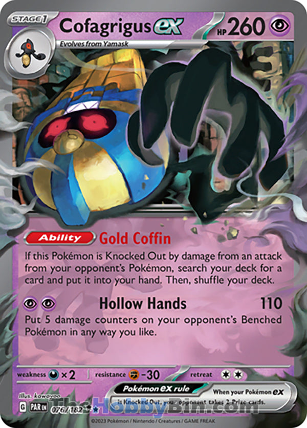 Cofagrigus ex #76/182 Double Rare - Paradox Rift Pokemon card