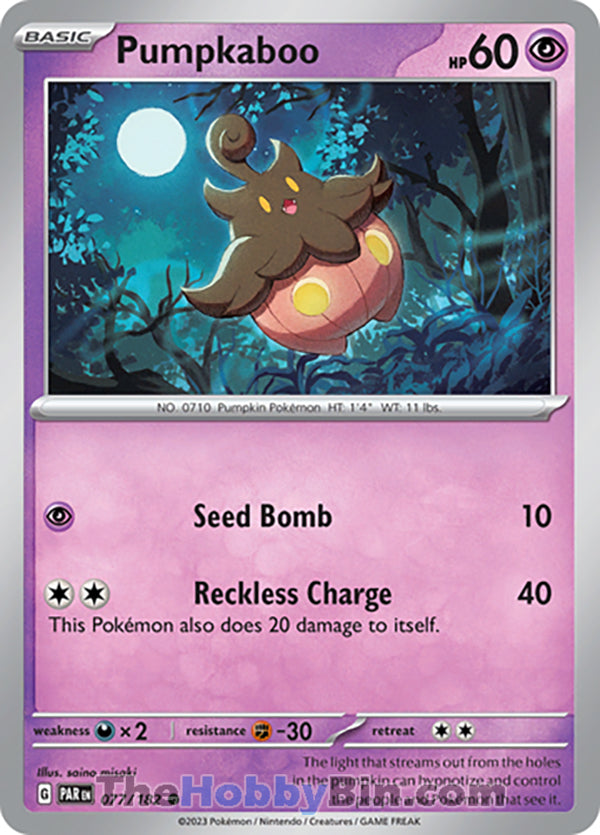 Pumpkaboo #77/182 Common - Paradox Rift Pokemon card