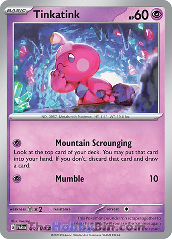 Tinkatink #82/182 Common - Paradox Rift Pokemon card