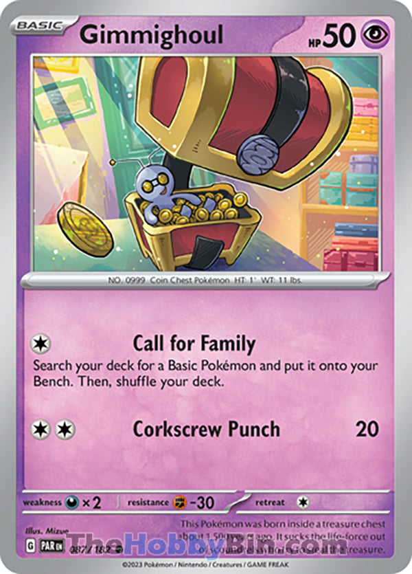 Gimmighoul #87/182 Common - Paradox Rift Pokemon card