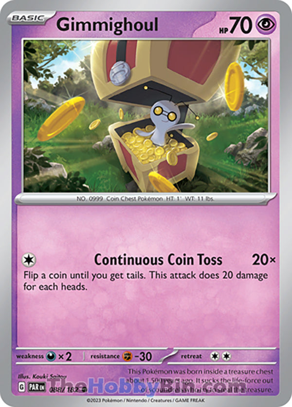 Gimmighoul #88/182 Common - Paradox Rift Pokemon card