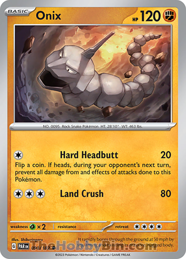 Onix #90/182 Common - Paradox Rift Pokemon card