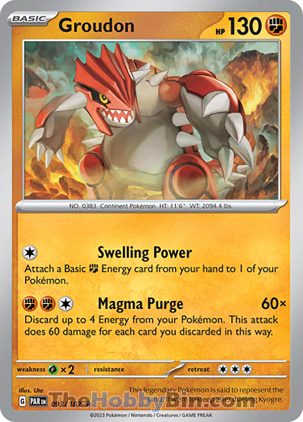 Groudon #93/182 Rare - Paradox Rift Pokemon card